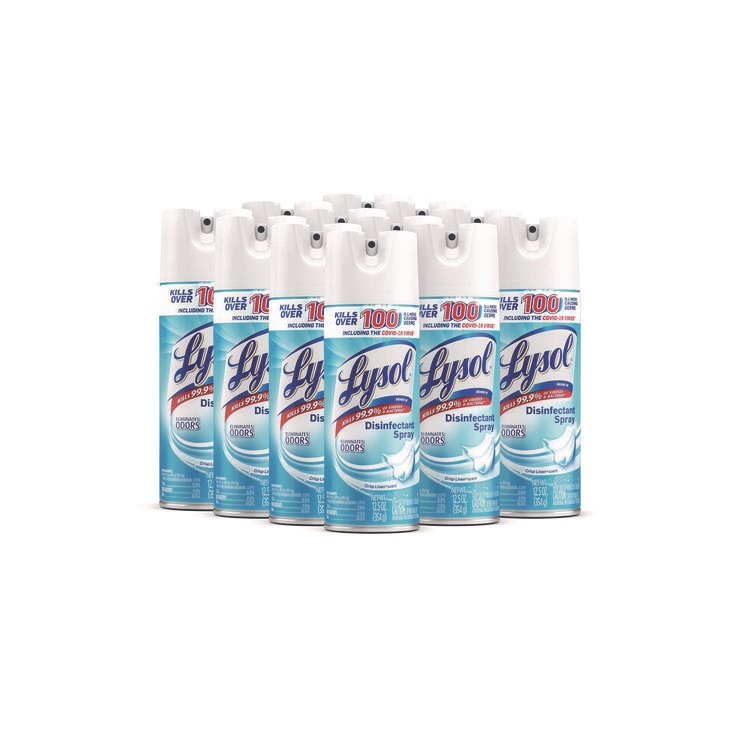 LYSOL Brand Disinfectant Spray, Crisp Linen Scent, 12.5 oz Aerosol Spray, 12/Carton (RAC74186)