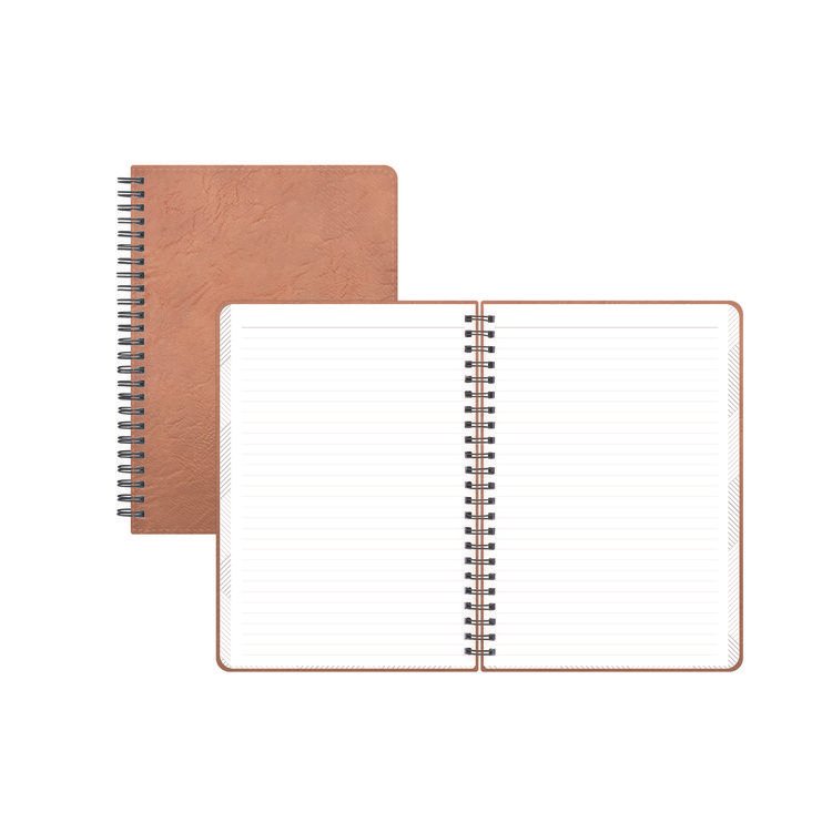 Blue Sky ASMBLD Faux Leather Wirebound Notebook, 1-Subject, Medium/College Rule, Tan Cover, (80) 8.5 x 5.75 Sheets (BLS150538)