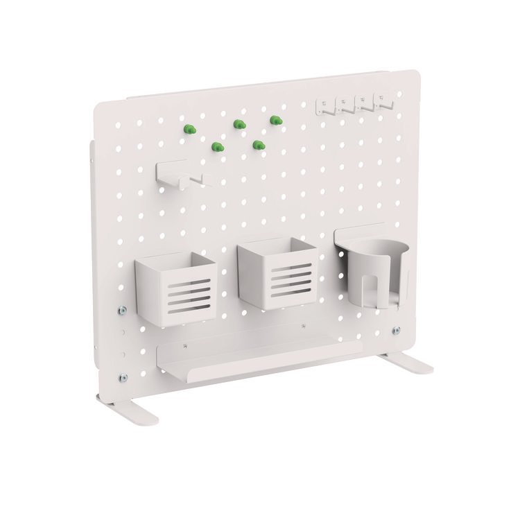 Kantek Pegboard Organizer, Three Compartments, 20.58 x 1 x 17, White, Steel (KTKPBS120W)