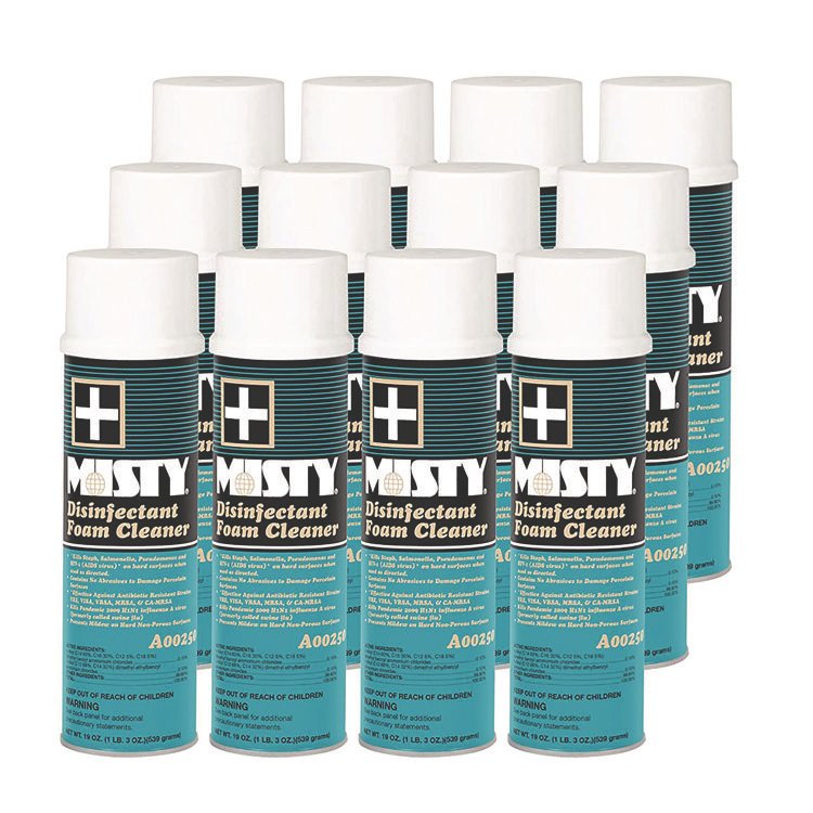 Misty Disinfectant Foam Cleaner, Fresh Scent, 19 oz Aerosol Spray, 12/Carton (AMR1001907)