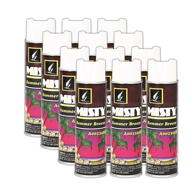 Misty Handheld Air Deodorizer, Summer Breeze, 10 oz Aerosol Spray, 12/Carton (AMR1001868)