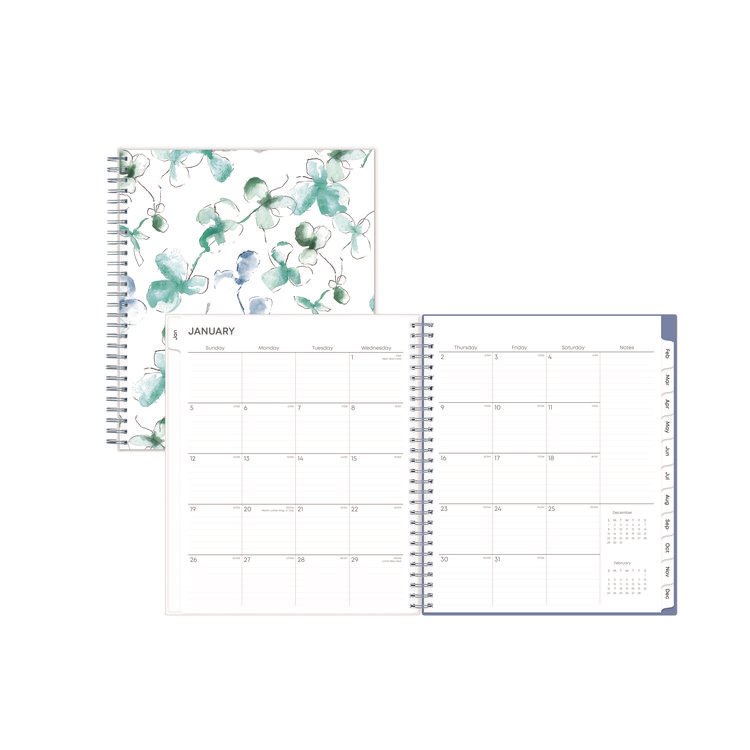 Blue Sky Lindley Monthly Planner, Floral Artwork, 10 x 8, White/Blue/Green Cover, 12-Month (Jan to Dec): 2026 (BLS101582)