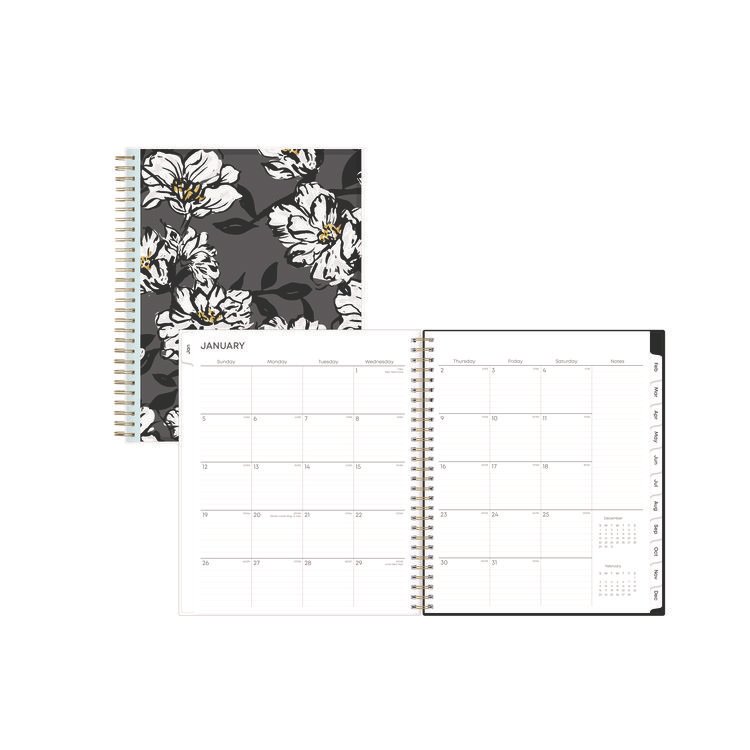 Blue Sky Baccara Dark Monthly Planner, Floral Artwork, 10 x 8, Gray/Black/Gold Cover, 12-Month (Jan to Dec): 2026 (BLS110216)