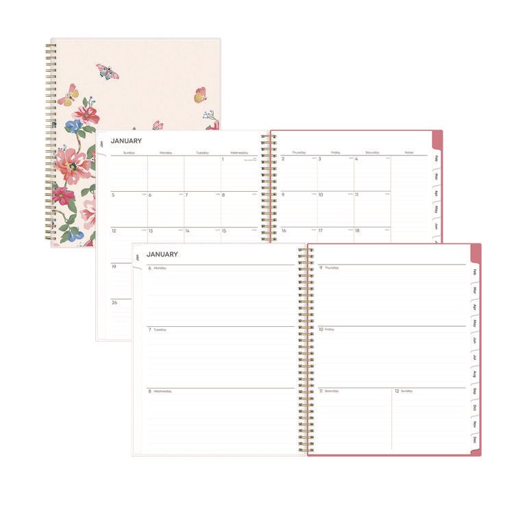 Blue Sky Fly By Frosted Weekly/Monthly Planner, Butterflies Artwork, 11 x 8.5, Blush/Pink Cover, 12-Month (Jan to Dec): 2026 (BLS140195)