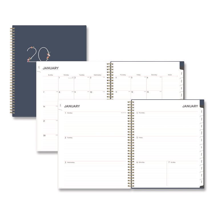 Blue Sky Ashlyn Weekly/Monthly Planner, Floral Artwork, 11 x 8.5, Navy/Multicolor Cover, 12-Month (Jan to Dec): 2026 (BLS143957)