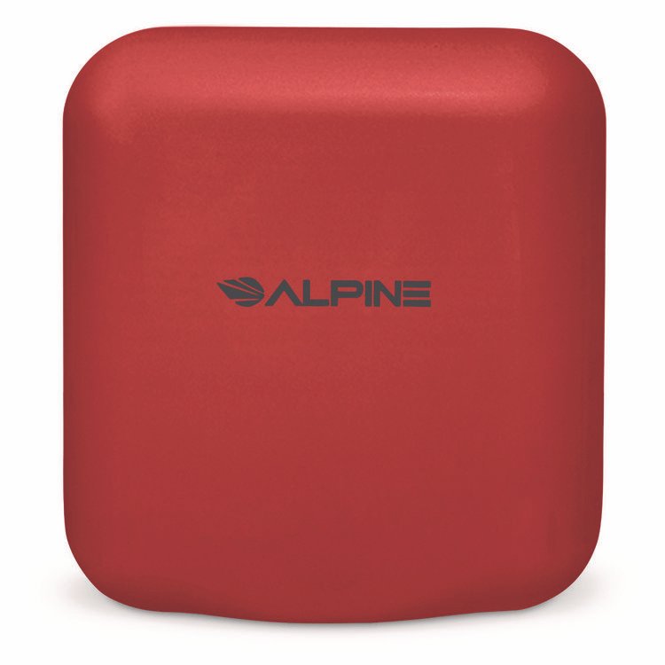 ALPINE INDUSTRIES Hemlock Commercial Automatic 120V Hand Dryer, 6.68 x 11.41 x 12.31, Stainless Steel, Red (ALHALP40010RED)