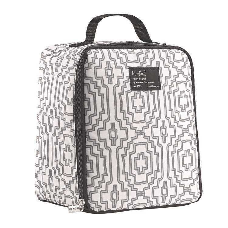 FIT & FRESH INC Lunch Bag, 8 x 6 x 10, Black and White Geometric (FAF7613FF3242)