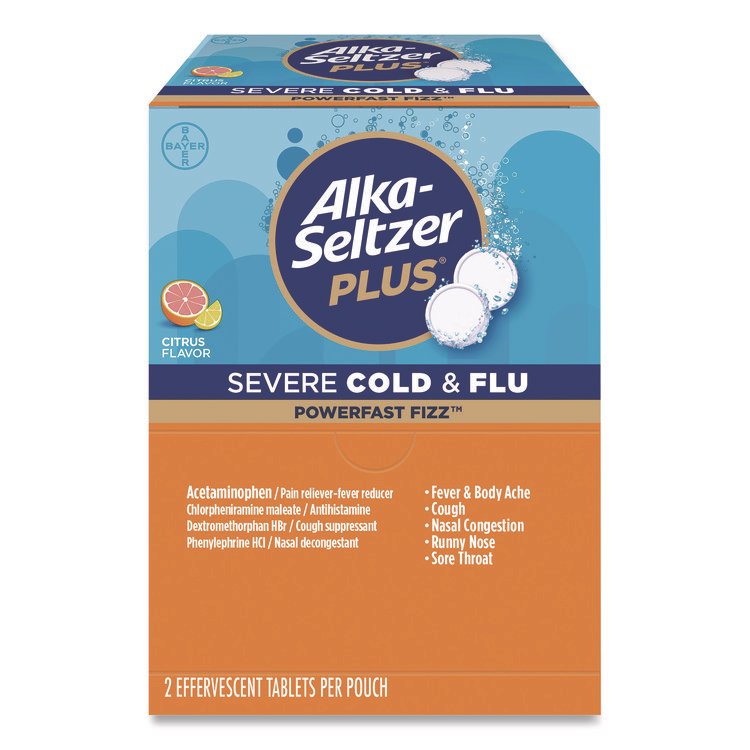 Alka-Seltzer Plus PowerFast Fizz Sever Cold and Flu Effervescent Tablet, 2 Tablets/Pouch, 30 Pouches/Box (PFY97319)