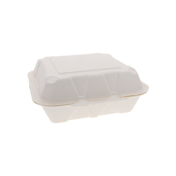 Pactiv Evergreen EarthChoice PFAS Free Compostable Hinged Lid Container, 9 x 9 x 3, White, Sugarcane, 150/Carton (PCTYMCH0901BB)