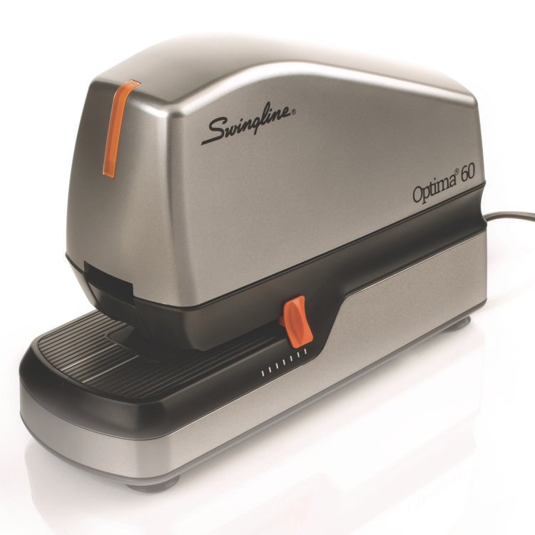 Swingline Optima 60 Electric Stapler, 60-Sheet Capacity, Silver/Black/Orange (SWI48210)