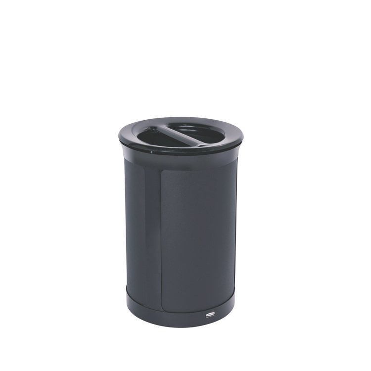 Rubbermaid Commercial ENHANCE Series Waste Receptacle, Dual Top Hole, 23 gal, Metal, Jet Black Metallic (RCP2172844)
