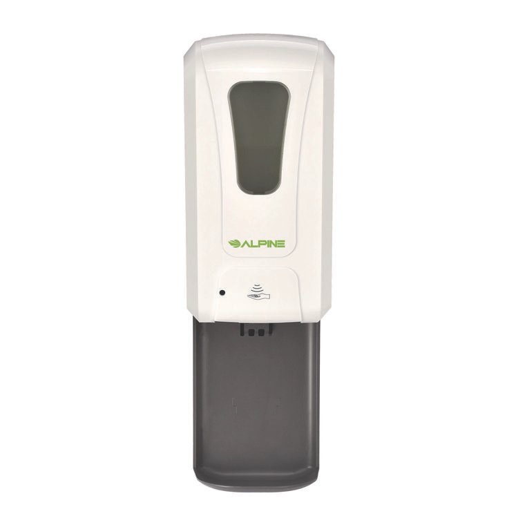 ALPINE INDUSTRIES Wall Mount Automatic Foam Hand Sanitizer Soap Dispenser with Drip Tray, 40 oz, 4.48 x 6 x 18.1, White (ALHALP430FT)