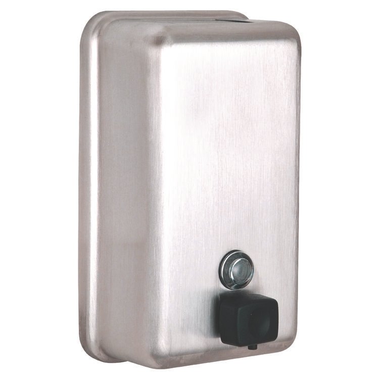 ALPINE INDUSTRIES Vertical Manual Surface-Mounted Stainless Steel Liquid Soap Dispenser, 40 oz, 2.8 x 4.8 x 8.1, Brushed Stainless Steel (ALHALP423SSB)