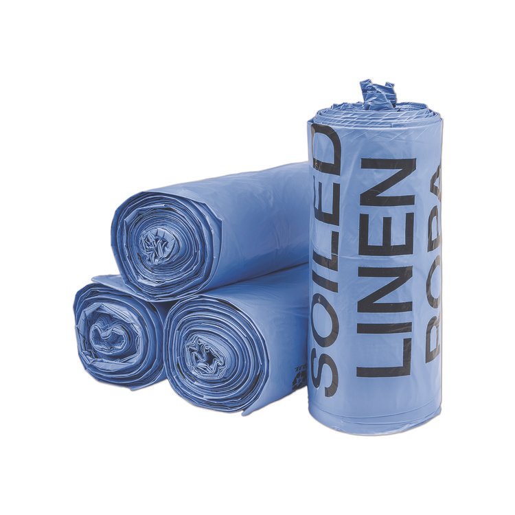 Inteplast Group Institutional Low-Density Can Liners, Soiled Linen, 30 gal, 1 mil, 30" x 43", Blue, 200/Carton (IBSBR3043XHVB)