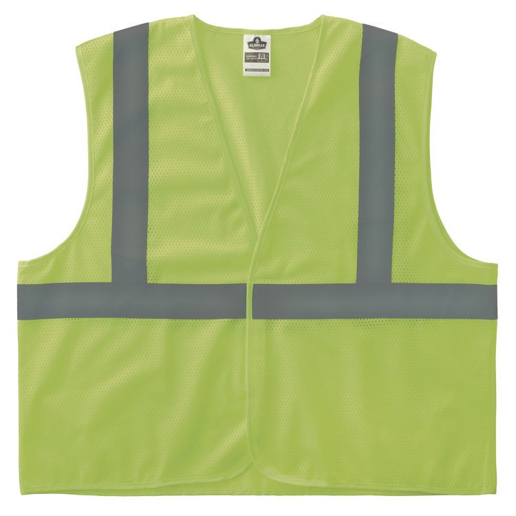 ergodyne GloWear 8205HL-ECO Class 2 Recycled Hi-Vis Vest, Mesh, Polyester, Large/X-Large, Lime (EGO21985)