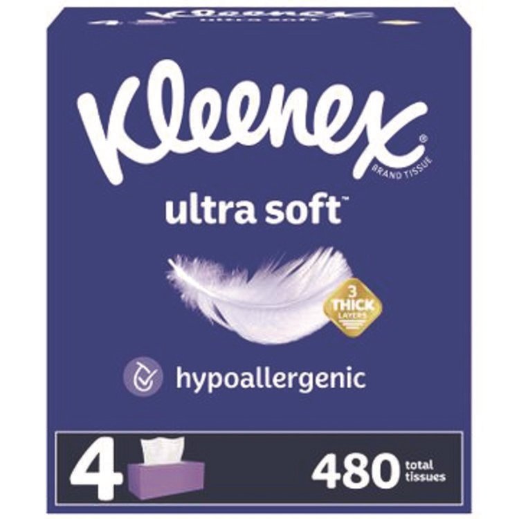 Kleenex Ultra Soft Facial Tissue, 3-Ply, White, 120 Sheets/Box, 4 Boxes/Pack, 6 Packs/Carton (KCM54315)