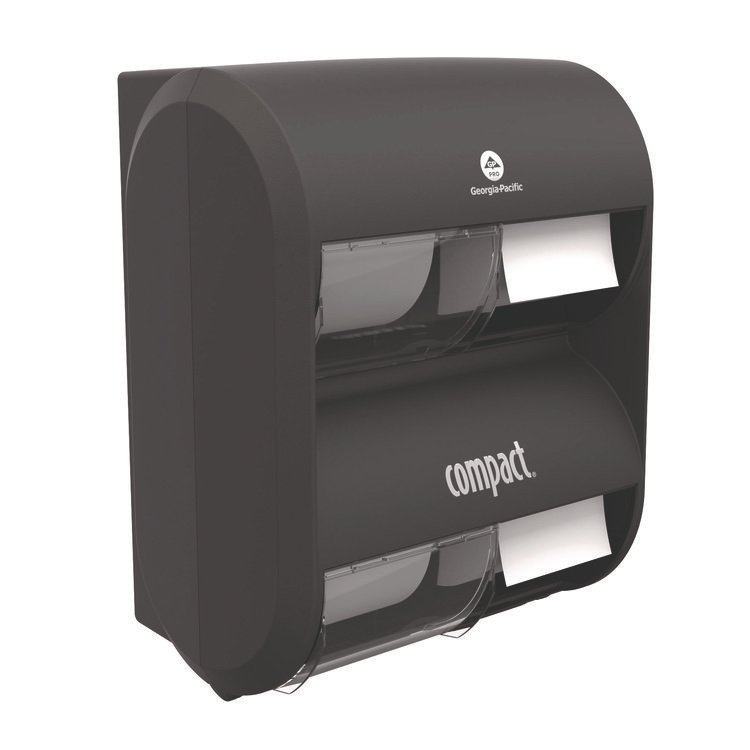 Georgia Pacific Professional Compact Quad Vertical Four Roll Coreless Tissue Dispenser, 12.31 x 14.81 x 7.86, Black (GPC56744B)