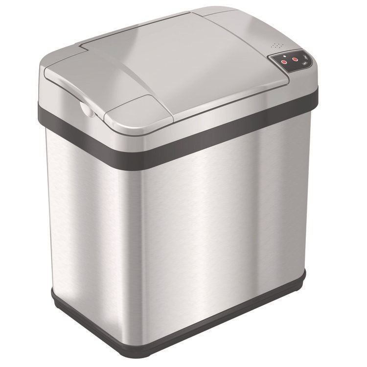 HLS COMMERCIAL Rectangular Sensor Trash Can, 2.5 gal, Plastic, Silver (HLMHLS02SS)