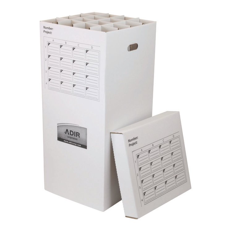 ADIROFFICE 16 Slot Blueprint Rolled File Upright Storage Box, 16 Compartments, 17.5 x 17.5 x 37, White (ALHI623)
