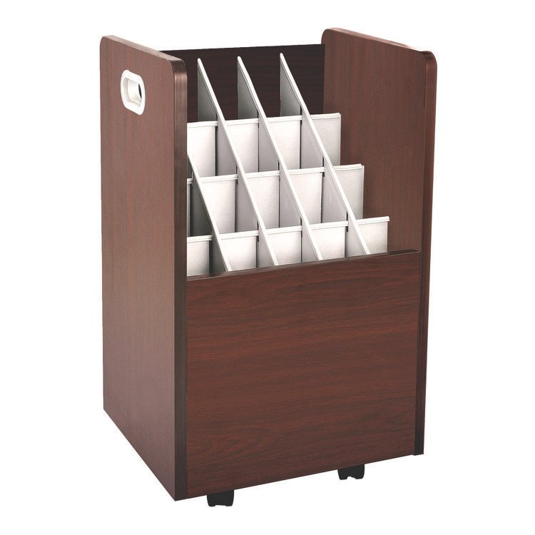 ADIROFFICE 20-Slot Mobile Rolling Wood Blueprint Storage Cabinet Roll File Large Document Organizer, 15.25 x 13.25 x 24.75, Mahogany (ALHI624MA)