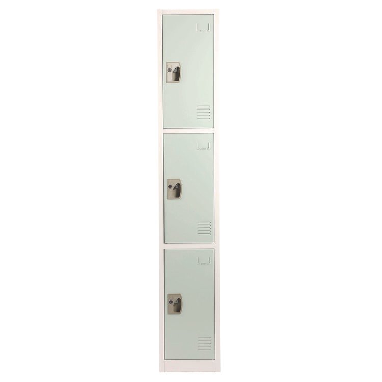 ADIROFFICE Steel Storage Locker, 3 Compartment, 12 x 12 x 72, Misty Green (ALHI629203MGRN)