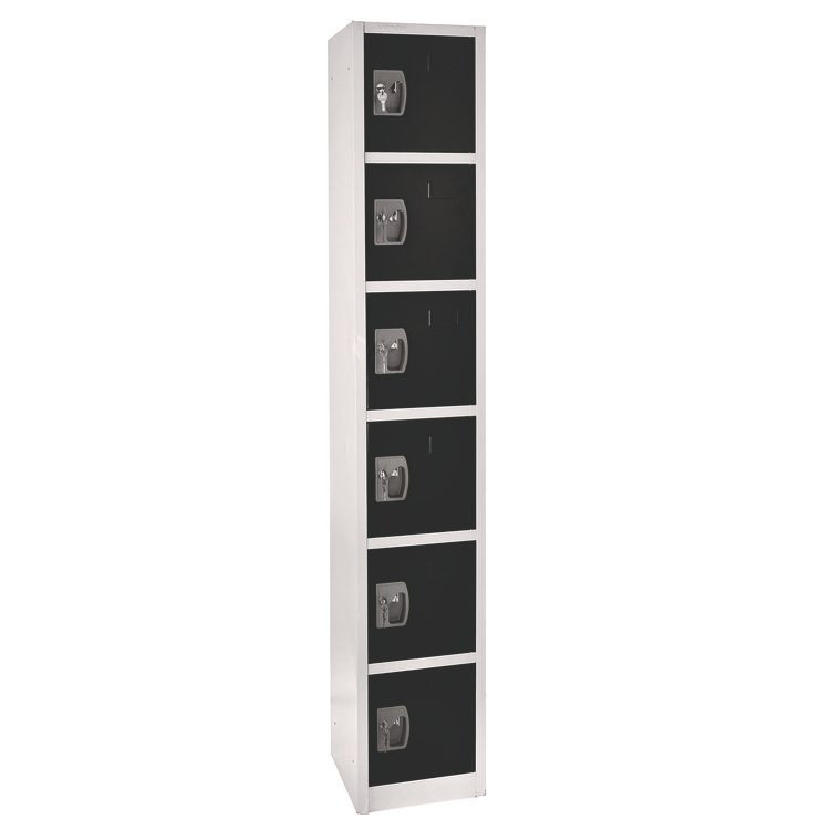 ADIROFFICE Steel Storage Locker, 6 Compartment, 12 x 12 x 72, Black (ALHI629206BLK)