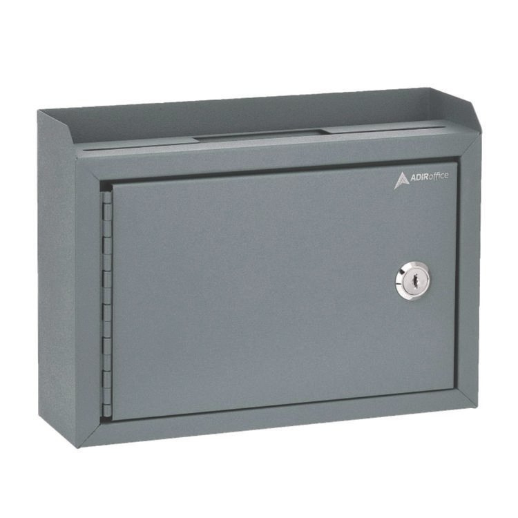 ADIROFFICE Medium Size Steel Multi-Purpose Secure Drop Box, 9.8 x 3.4 x 7.5, Gray (ALHI63102GRY)