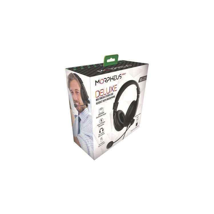 Morpheus 360 Deluxe Multimedia Stereo USB Headset with Adjustable Boom Microphone, Over the Head, Binaural (MHSHS3500SU)
