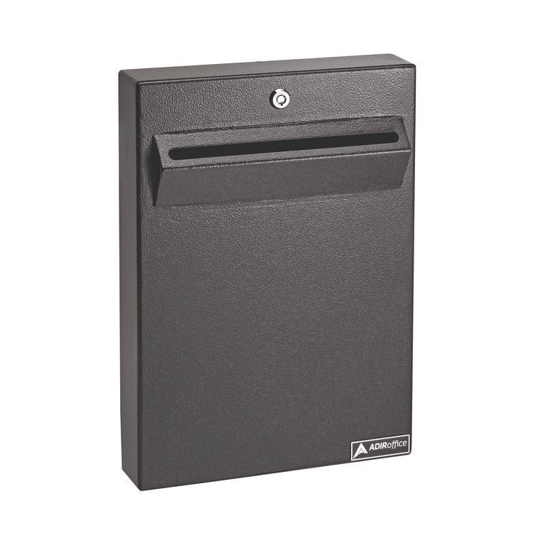 ADIROFFICE Large Wall Mounted Weatherproof Steel Secure Drop Box, 11 x 2.4 x 16, Black (ALHI63114BLK)