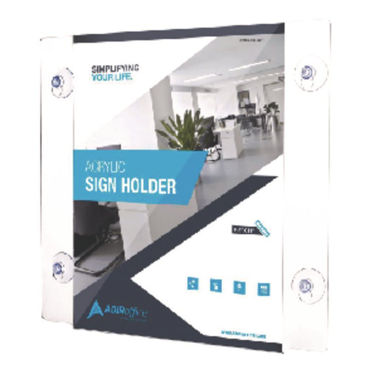 ADIROFFICE Clear Suction Acrylic Window Sign Holder, 8 x 11, Clear Frame, 2/Pack (ALHI6398511WSH2)