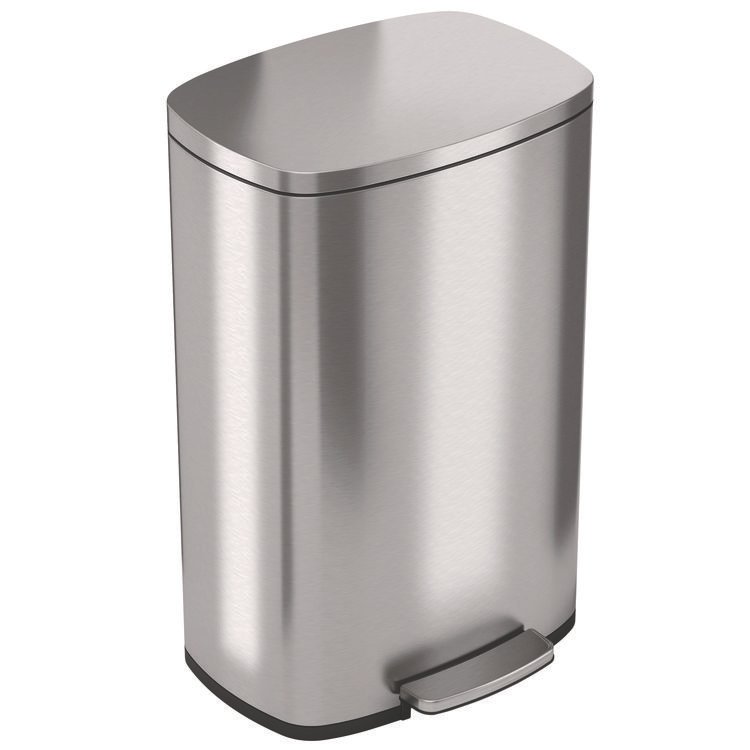 HLS COMMERCIAL Step Pedal Trash Can, 13 gal, Plastic/Stainless Steel, Silver (HLMHLSS13R)