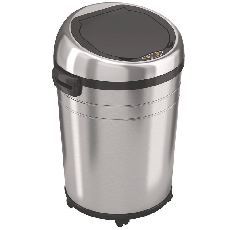 HLS COMMERCIAL Extra-Large Sensor Trash Can with Wheels, 18 gal, Plastic/Stainless Steel (HLMHLS18RC)