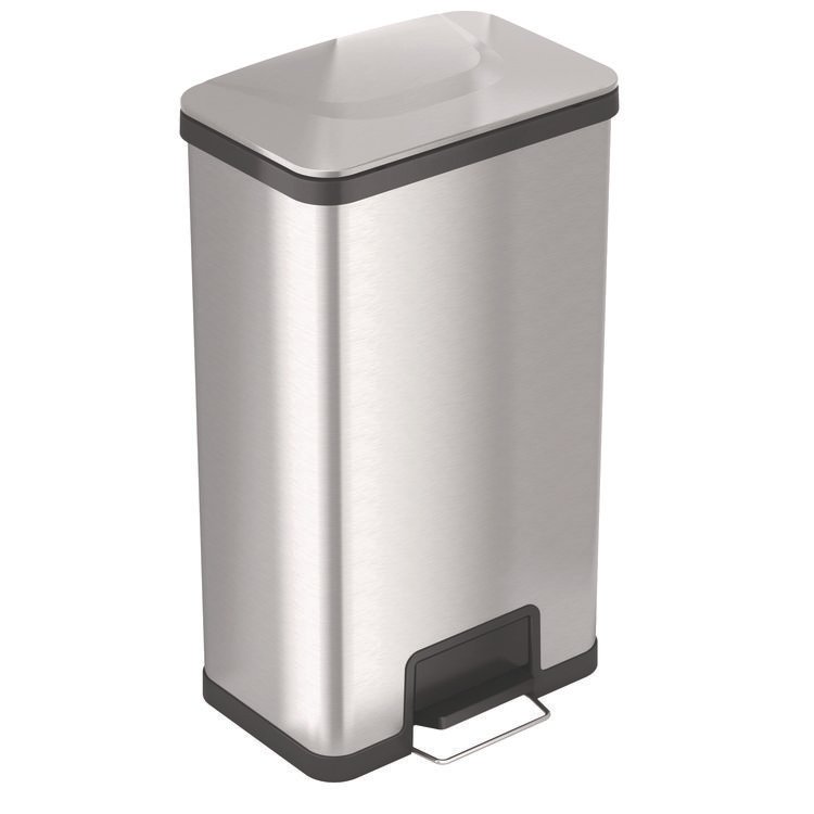 HLS COMMERCIAL Step Pedal Trash Can with AirStep Technology, 18 gal, Stainless Steel, Silver (HLMHLS18SS)
