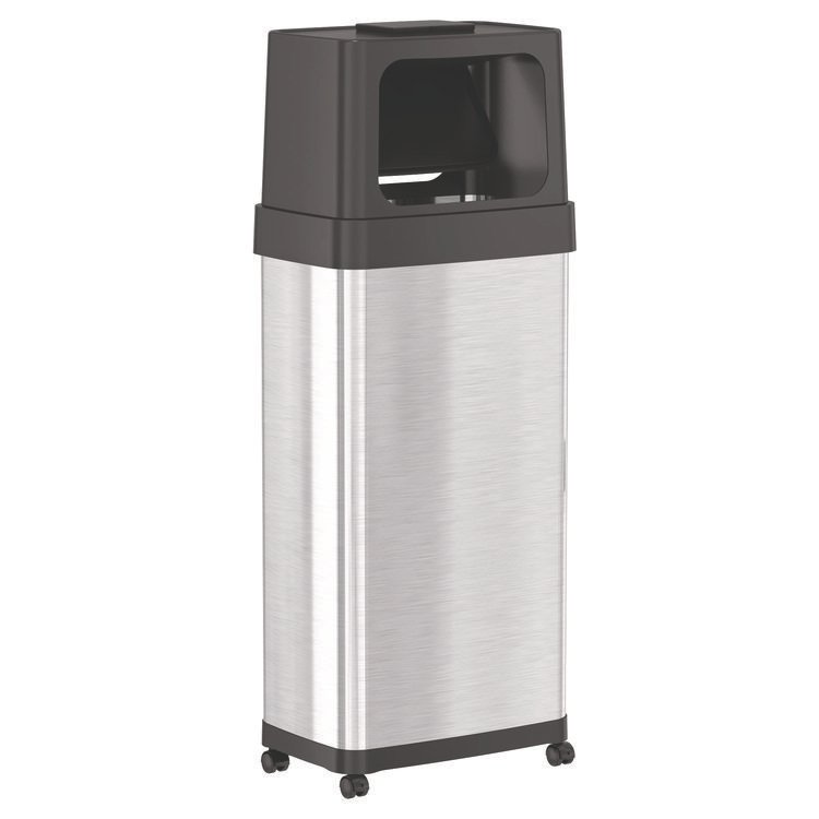 HLS COMMERCIAL Dual Push Door Trash Can, 24 gal, Stainless Steel, Silver/Black (HLMHLS24DPO)