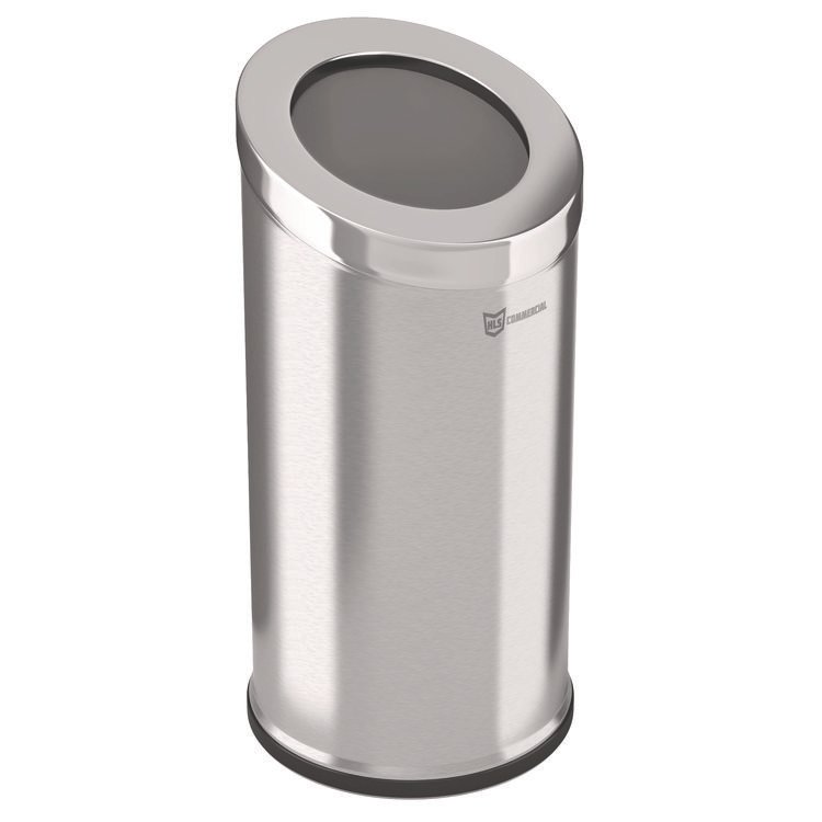 HLS COMMERCIAL Beveled Open Top Trash Can, 15 gal, Stainless Steel, Silver (HLMHLSC04G15A)