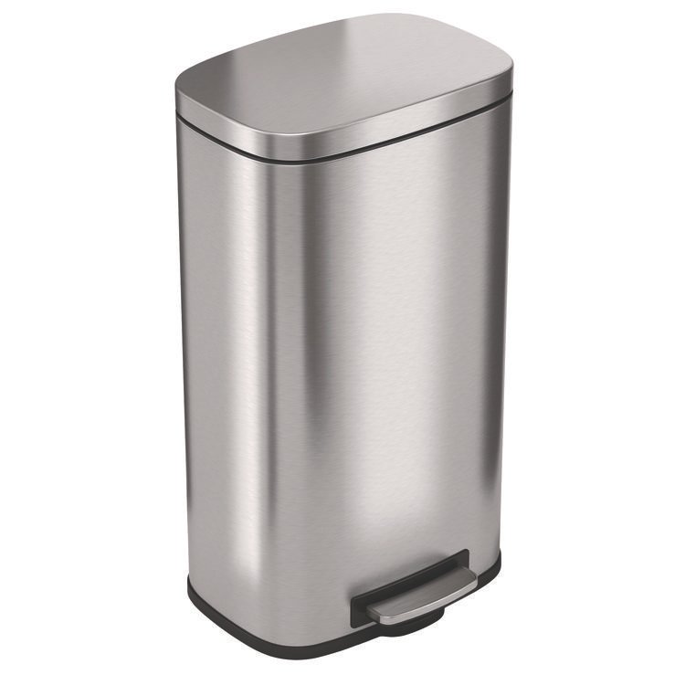 HLS COMMERCIAL Step Pedal Trash Can, 8 gal, Plastic/Stainless Steel, Silver (HLMHLSS08R)