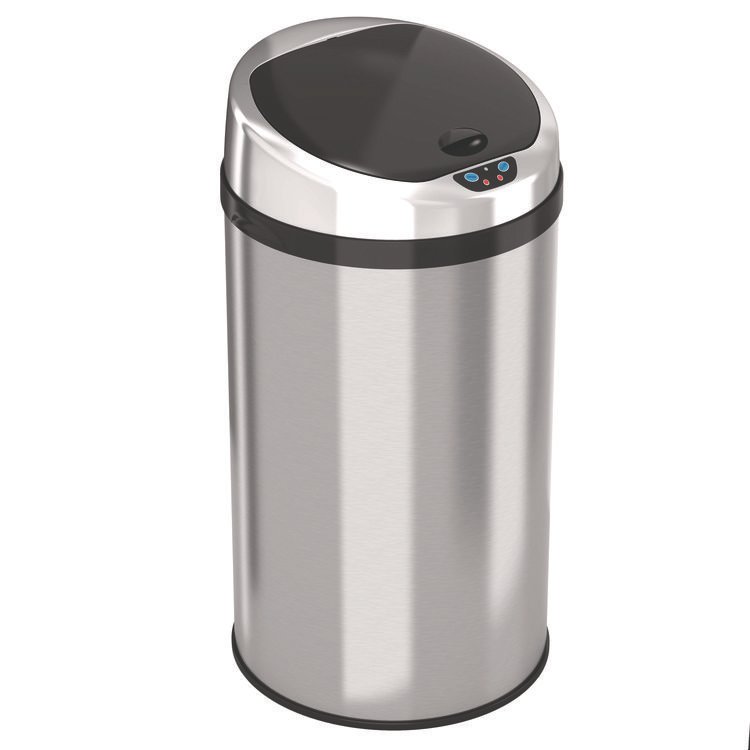 HLS COMMERCIAL Sensor Trash Can, 8 gal, Plastic/Stainless Steel, Silver (HLMHLS08RCB)