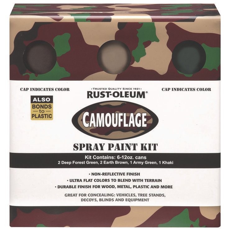 Rust-Oleum Camouflage 2X Ultra Cover Assorted Spray Paint Kit, Assorted Colors, 12 oz Aerosol Can, 6/Carton (RST269038)