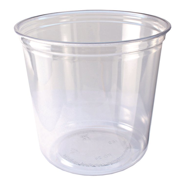 Fabri-Kal Recycleware Round Deli Container, 24 oz, 4.6" Diameter x 3.6" h, Clear, Plastic, 500/Carton (FABRD24)