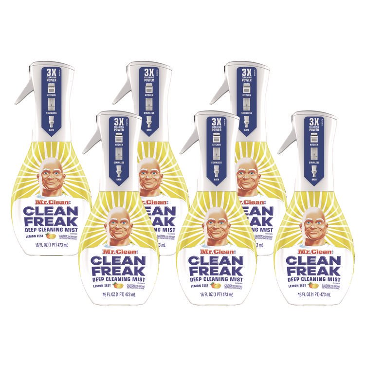 Mr. Clean Clean Freak Deep Cleaning Mist Multi-Surface Spray, Lemon, 16 oz Spray Bottle, 6/Carton (PGC79129)
