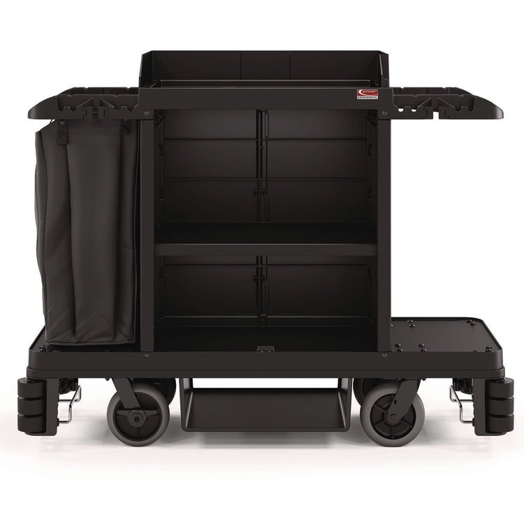 Suncast Commercial Partially Assembled Premium Housekeeping Cart, Plastic, 1 Shelf, 24 x 62.13 x 49.75, Black (SUAHKC2002)