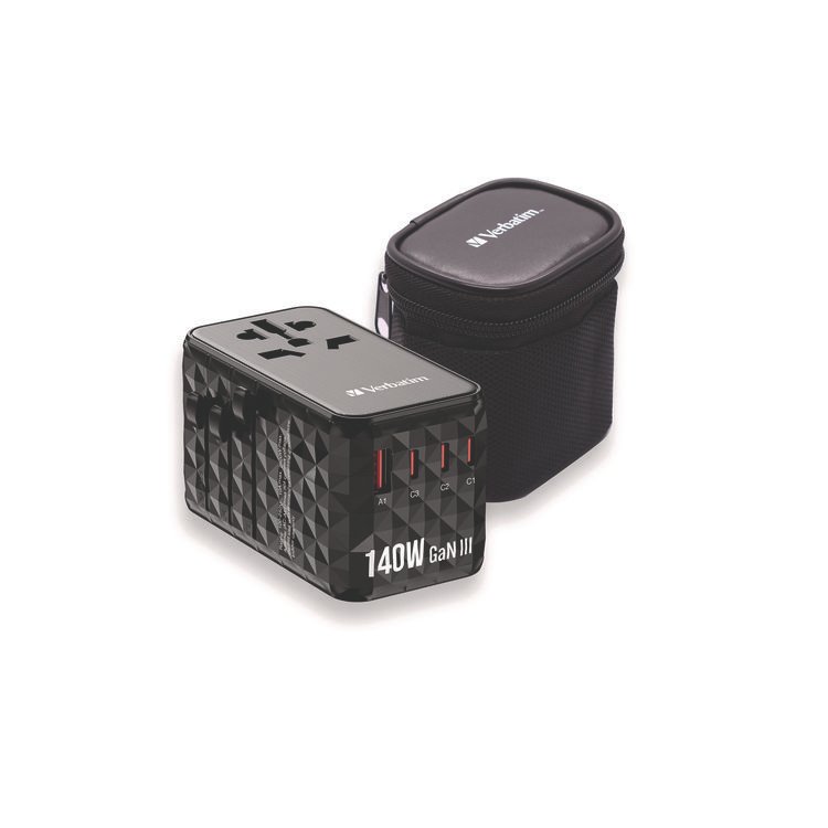 Verbatim UTA-10 GaN III Universal Travel Adapter, (3) USB-A/(3) USB-C (VER32125)