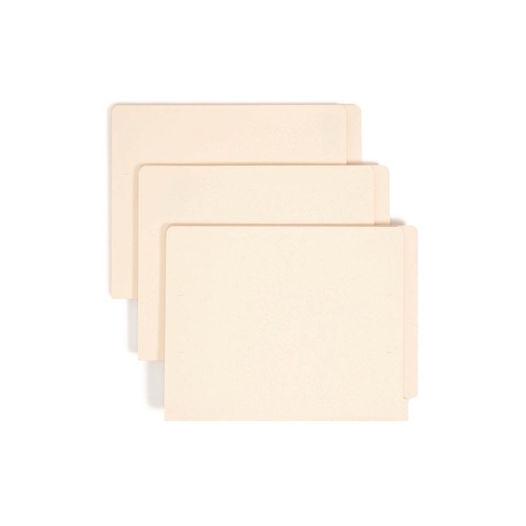 Smead Heavyweight Manila End Tab Folders, 9.5" High Front, Straight Tabs, Letter Size, 0.75" Expansion, Manila, 100/Box (SMD24110)