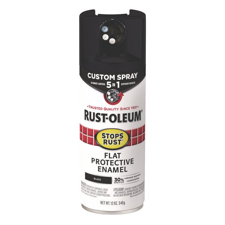 Rust-Oleum Stops Rust 5-in-1 Spray Paint, Flat Black, 12 oz Aerosol Can (RST376855EA)