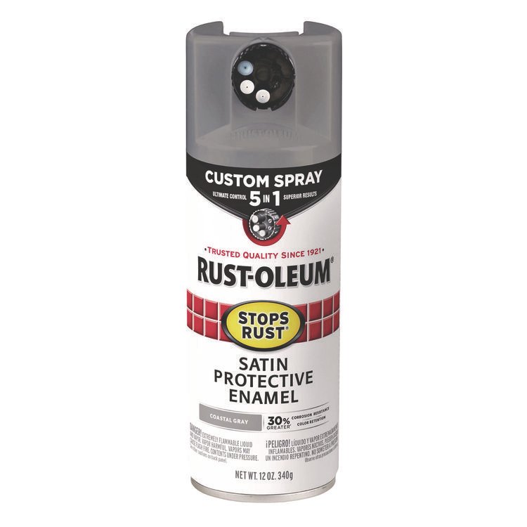 Rust-Oleum Stops Rust 5-in-1 Spray Paint, Satin Coastal Gray, 12 oz Aerosol Can (RST376872EA)
