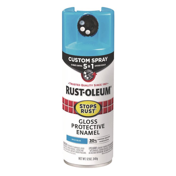 Rust-Oleum Stops Rust 5-in-1 Spray Paint, Gloss Maui Blue, 12 oz Aerosol Can (RST376907EA)