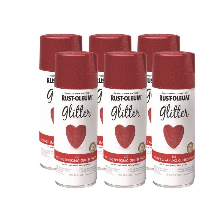 Rust-Oleum Specialty Glitter Spray Paint, Glitter Red, 10.25 oz Aerosol Can, 6/Carton (RST268045)