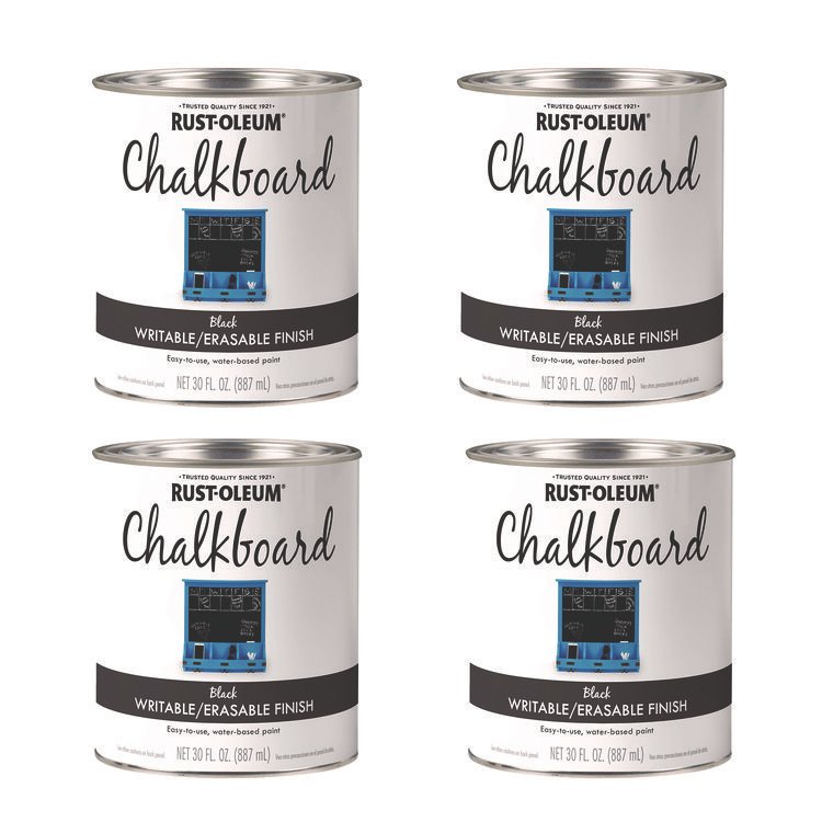 Rust-Oleum Chalkboard Paint, Matte Black, Quart Can, 4/Carton (RST301450)
