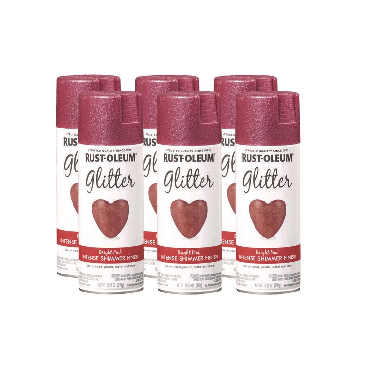 Rust-Oleum Specialty Glitter Spray Paint, Glitter Pink, 10.25 oz Aerosol Can, 6/Carton (RST301818)