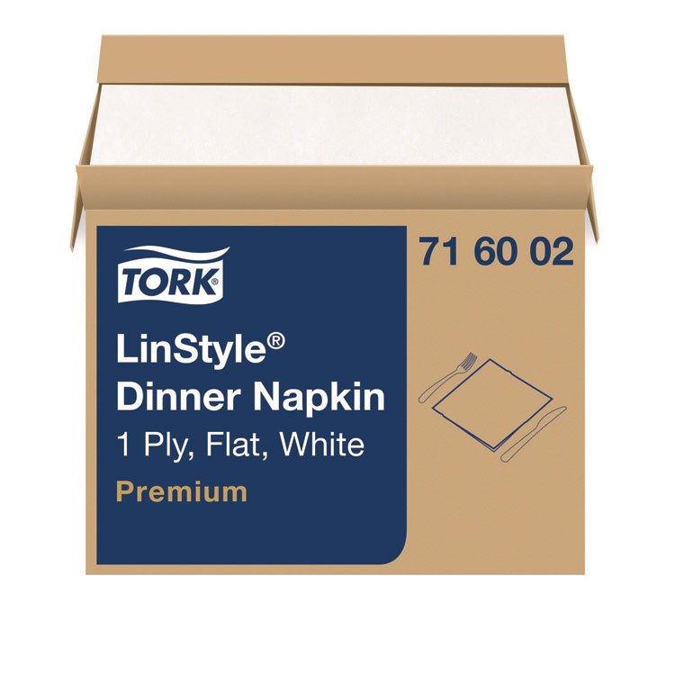 Tork LinStyle Dinner Napkin, 1-Ply, 15 x 16, White, 1,000/Carton (TRK716002)